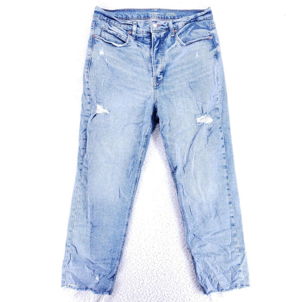 Old Navy Jeans Denim Cotton Women SZ 12 Blue Straight Stretch VTG High Rise Slim